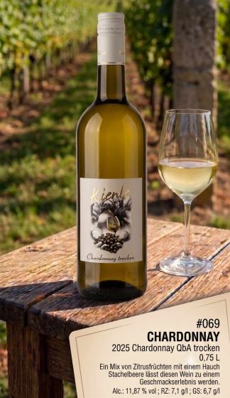 <br>Artikel-Nr.: 069<br>2025er Pfalz Chardonnay trocken 0,75l<br>