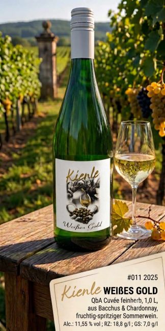 <br>Artikel-Nr.: 011<br>2025er Pfalz Weißes Gold feinherb 1,0l<br>