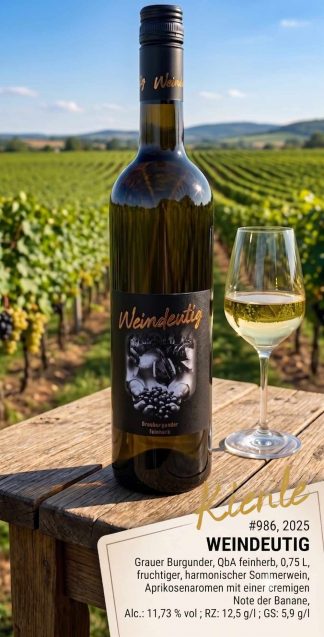 <br>Artikel-Nr.: 986<br>2025er Pfalz Grauburgunder Qualitätswein halbtrocken 0,75l<br>